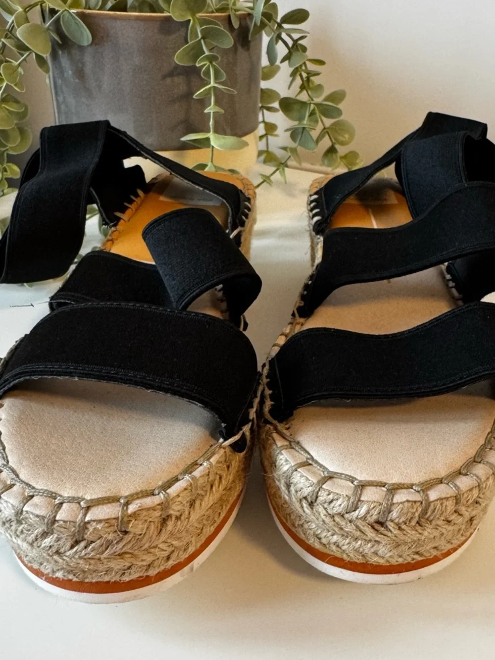 Dolce Vita platform espadrille sandals black elastic straps summer size 7.5